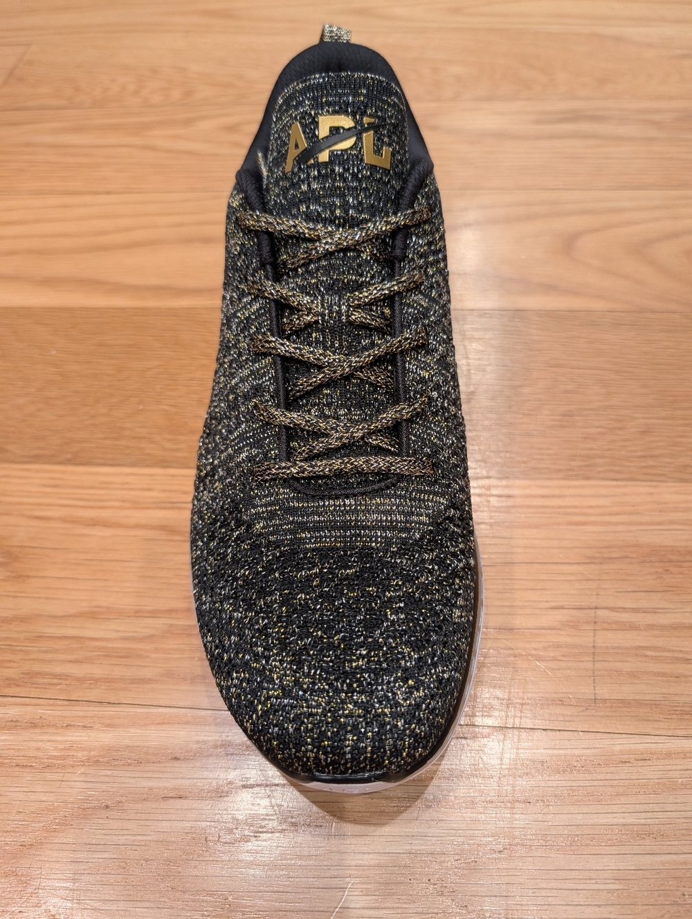 APL TechLoom Pro X Men’s 11 Black Gold Knit Sneakers NEW w/ Box Luxury Trainers